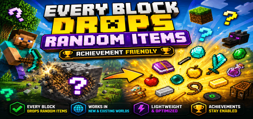 🎲 Every Block Drops Random Items [Achievement Friendly] — screenshot 1