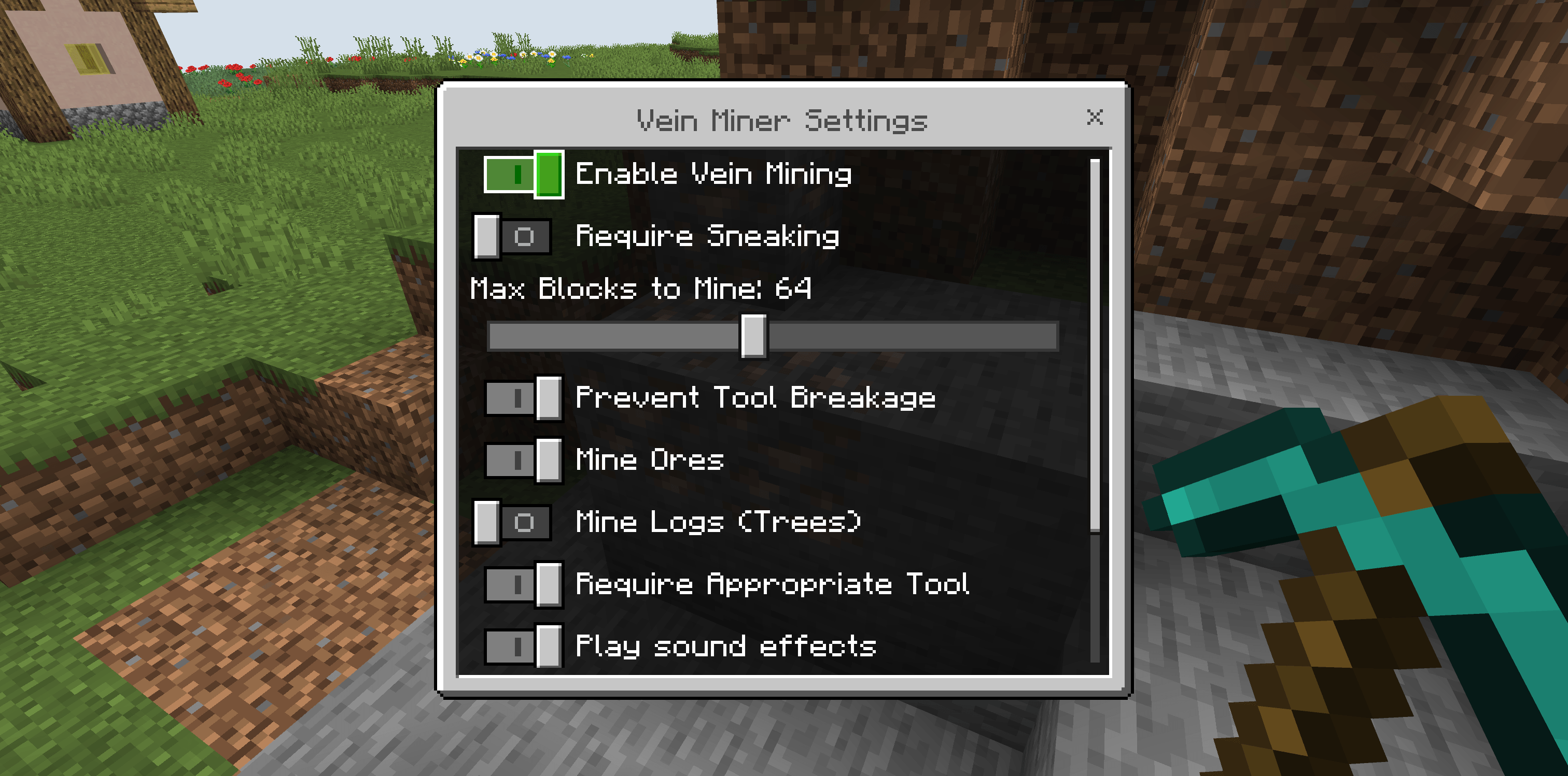 Vein Miner | Sneak Mining | Ores & Logs — screenshot 2