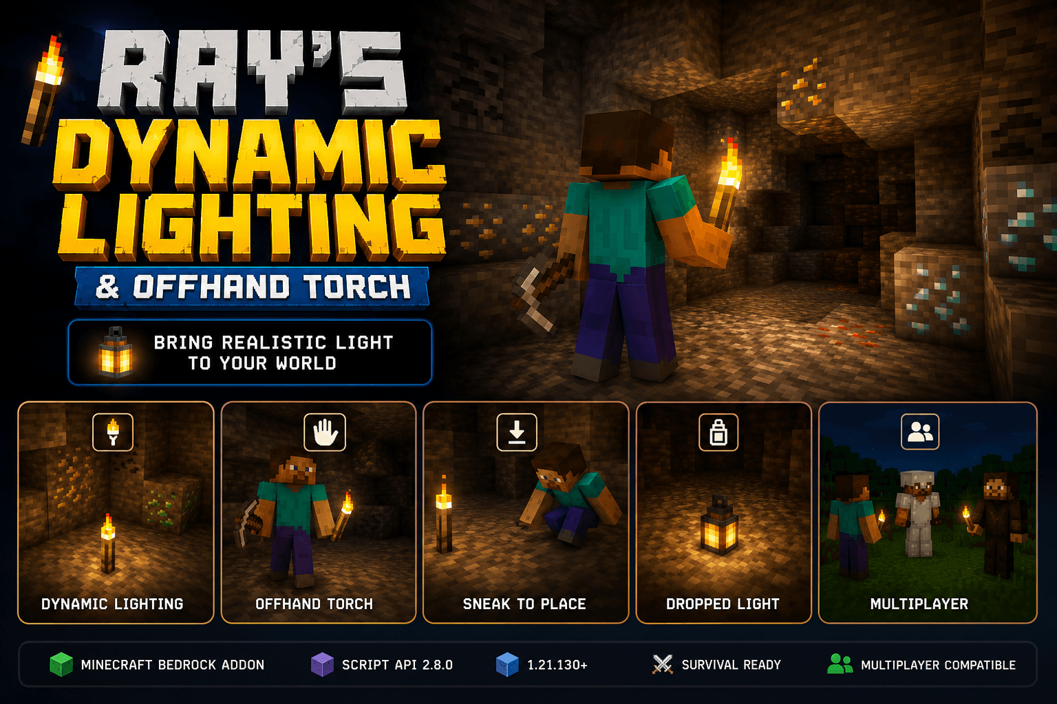 Ray's Dynamic Lighting & Offhand Torch — screenshot 1