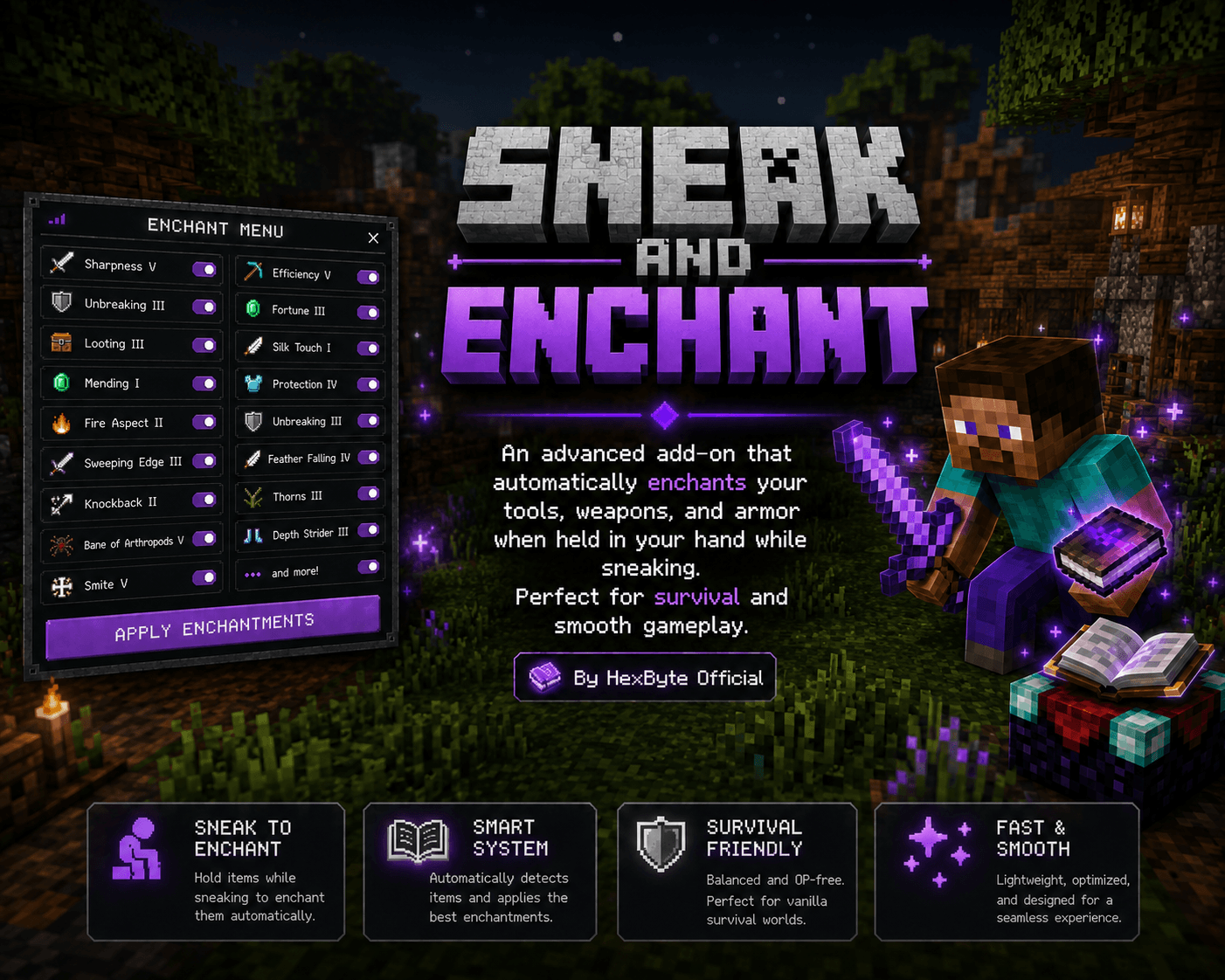 Sneak&Enchant 2.0.1(Achievement Friendly): Enchant Your Items Instantly While Sneaking! — screenshot 1