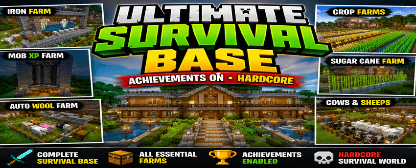 🏡 Ultimate Survival Base with Farms (Achievements On) — screenshot 1