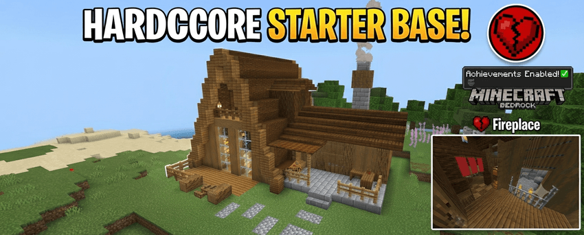 Survival Hardcore Starter House 🌲⚡ [Achievements On / Bedrock Edition] — screenshot 1