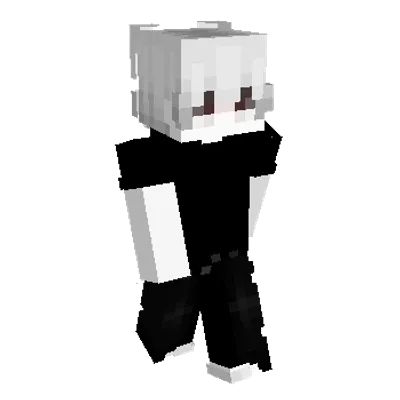 White Hair Black Outfit Skin