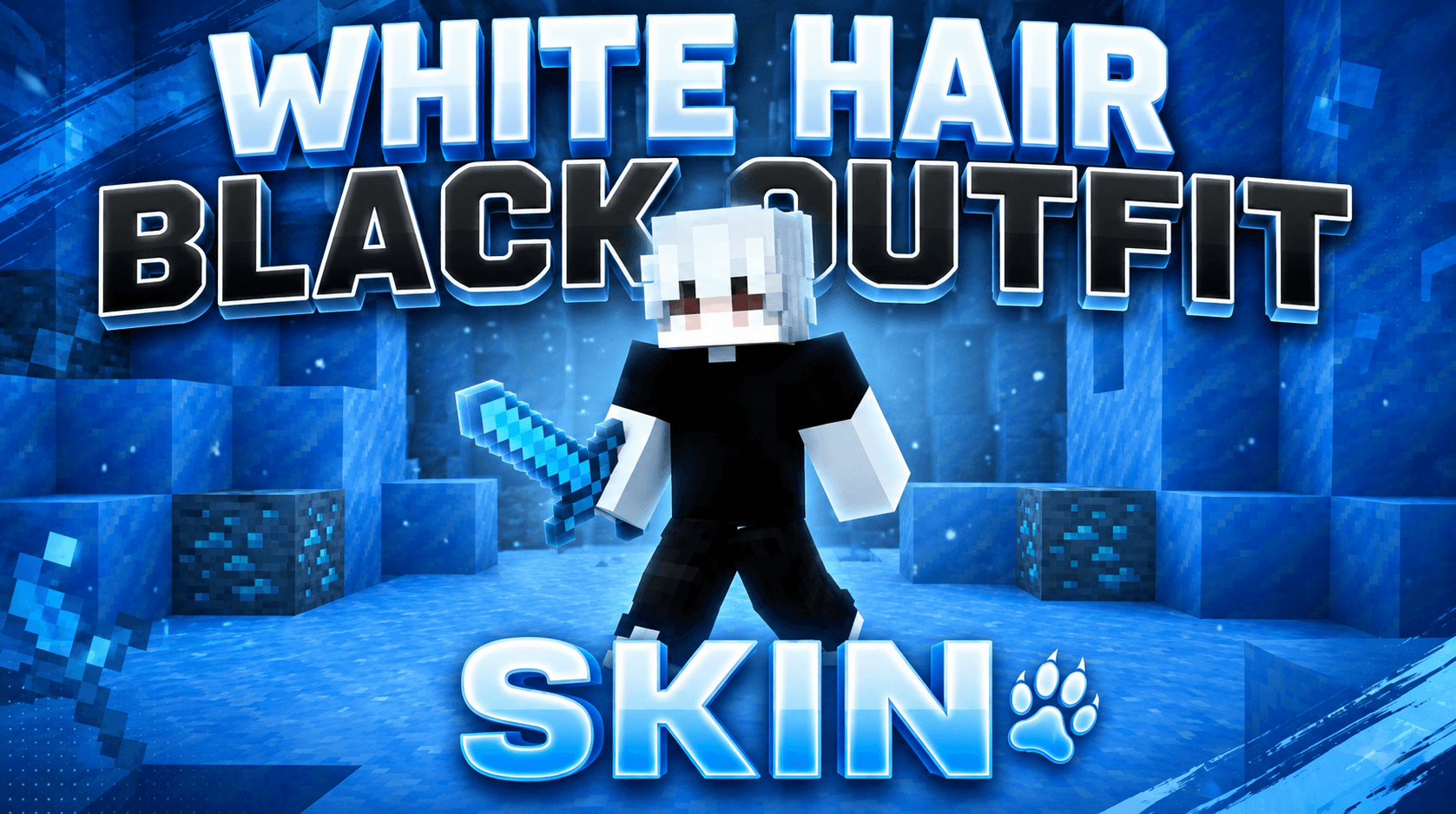 White Hair Black Outfit Skin — screenshot 1