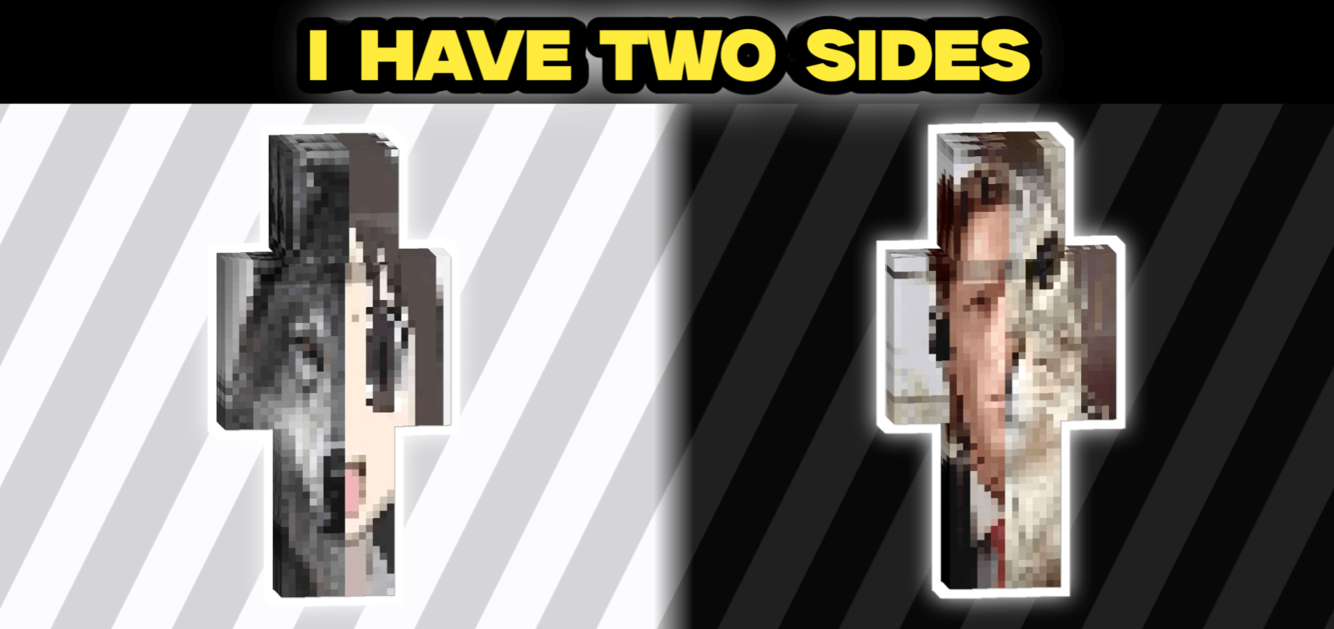 I have two sides / Split face memes skins HD — screenshot 1