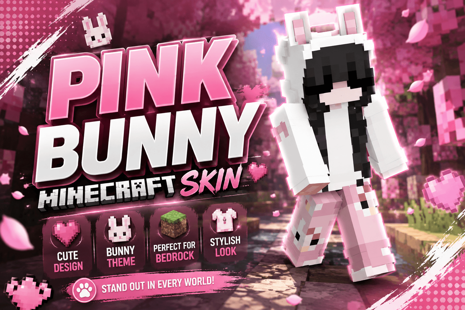 Pink Bunny Minecraft Skin — screenshot 1