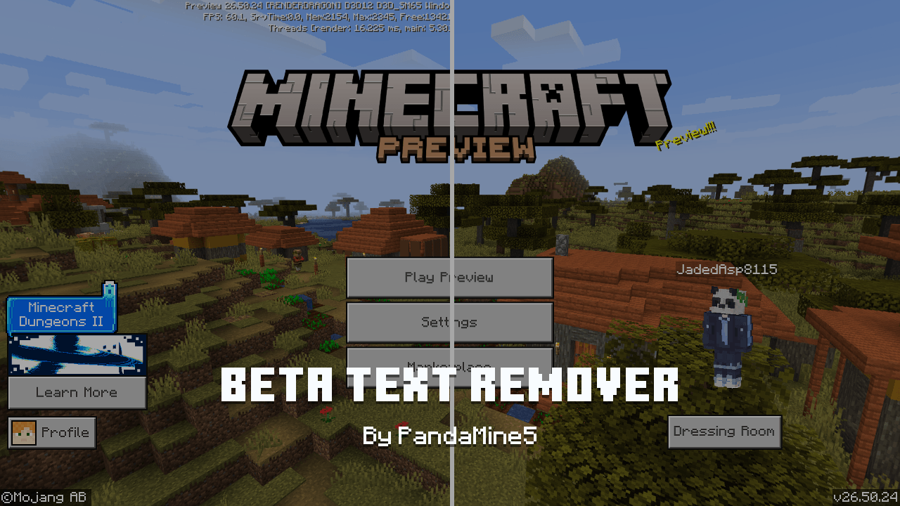 PandaMine's Beta/Preview Text Remover (Preview Overlay Hider) — screenshot 1