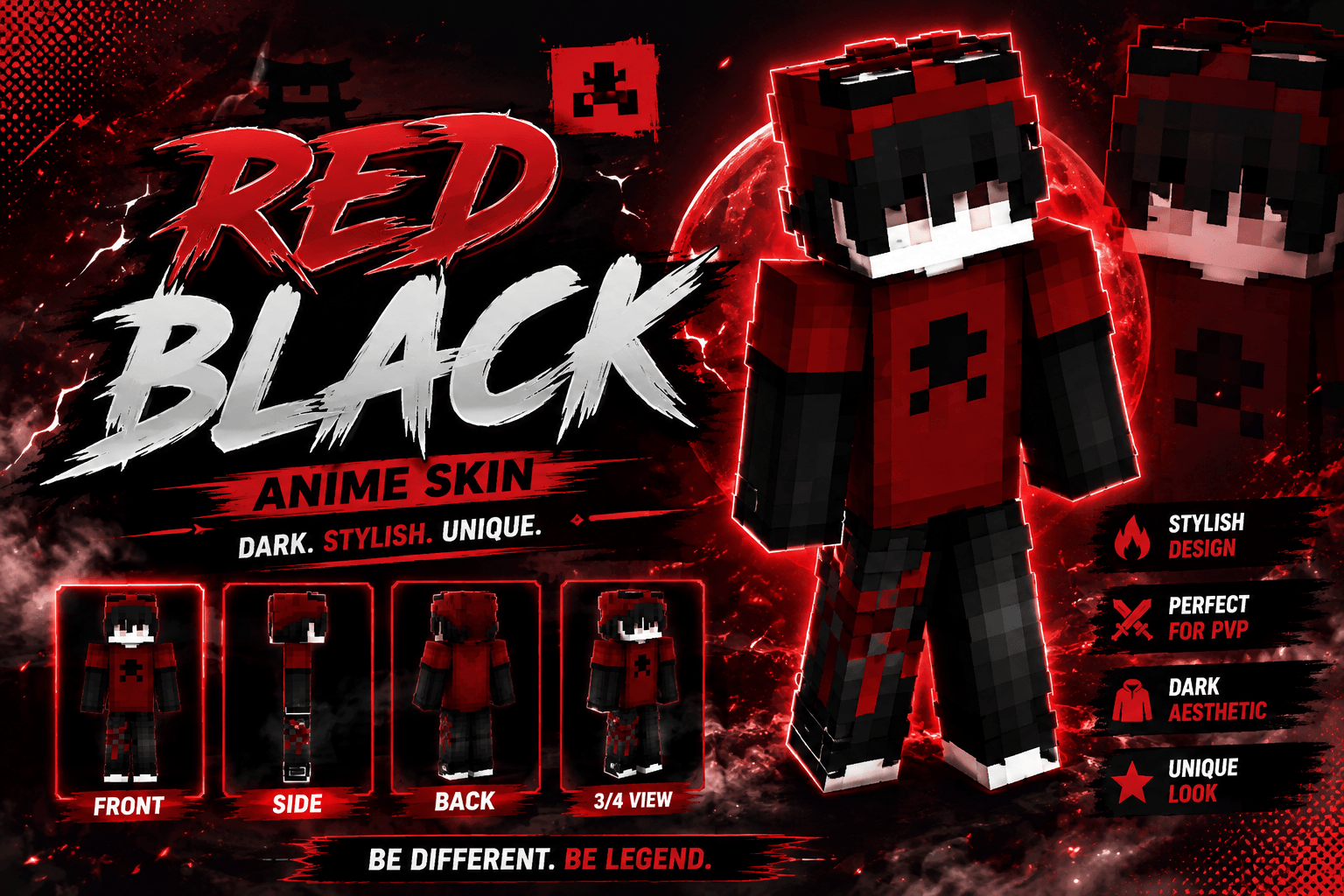 Red Black Anime Skin — screenshot 1