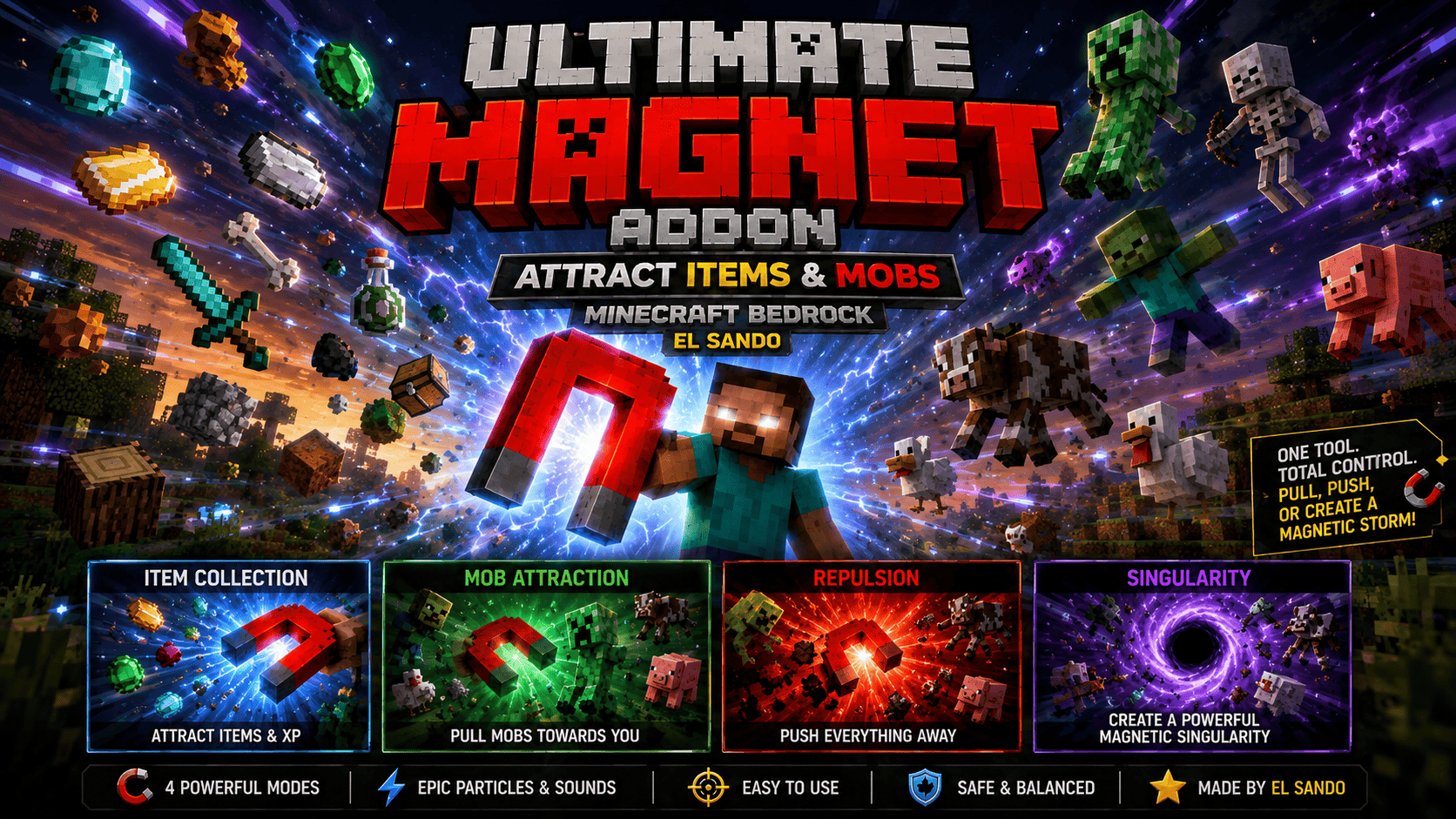 Ultimate Magnet Addon | Attract Items & Mobs | EL SANDO — screenshot 1