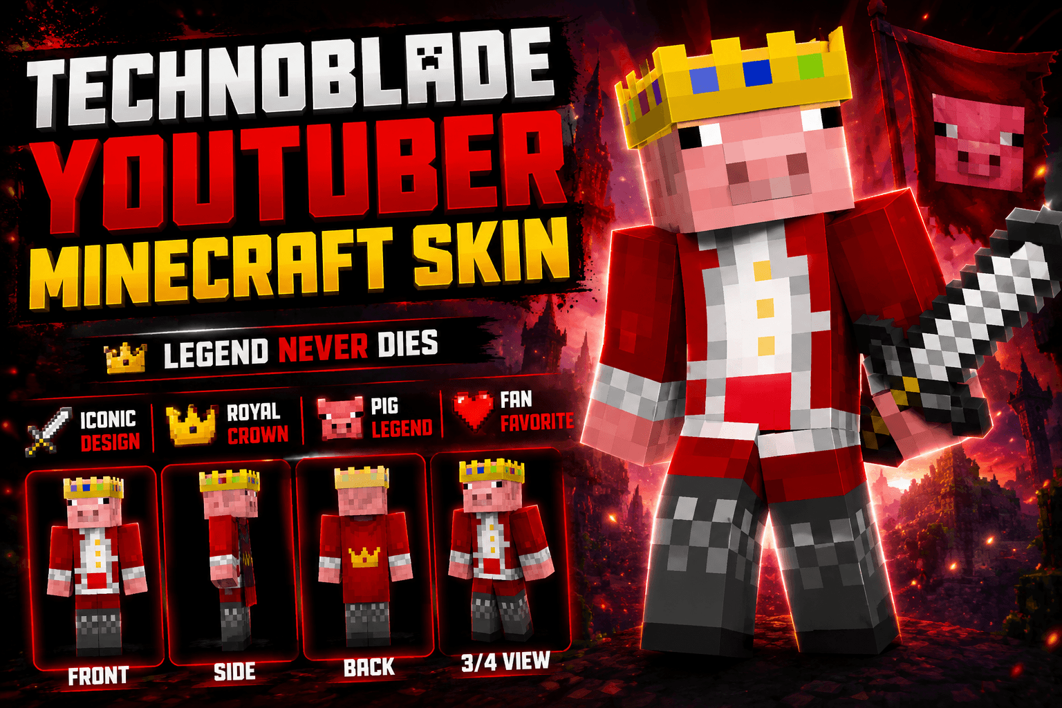 Technoblade Youtuber Skin — screenshot 1