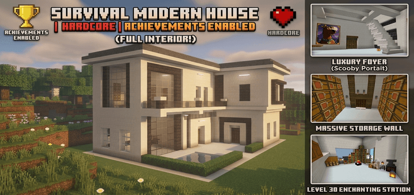 Survival Modern House [4] | Hardcore | Achievements Enabled — screenshot 1