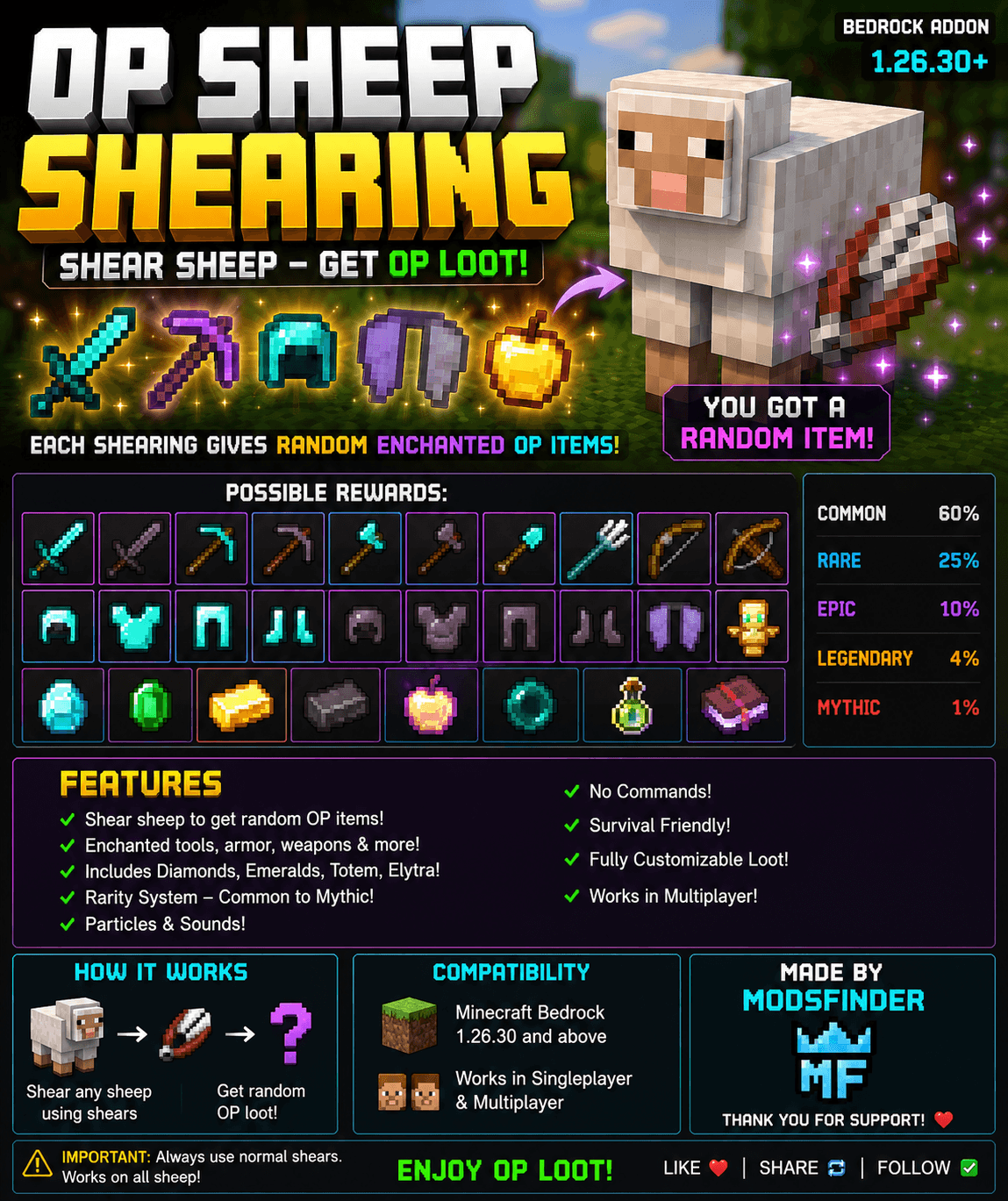 SHEARING GIVES OP ITEMS — screenshot 1
