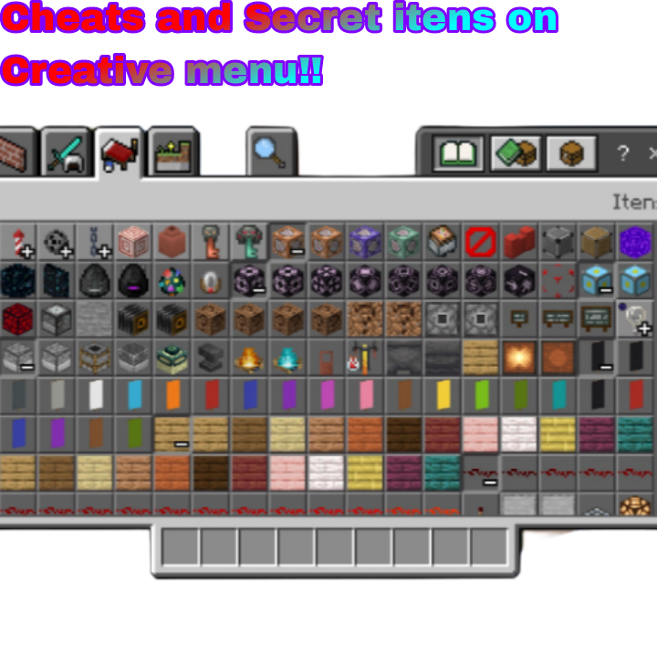 Cheats and secret items in the creative menu