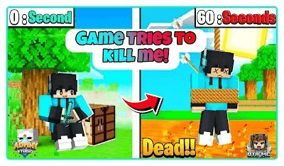 Minecraft but the game tries to kill you in every 60 seconds — screenshot 1