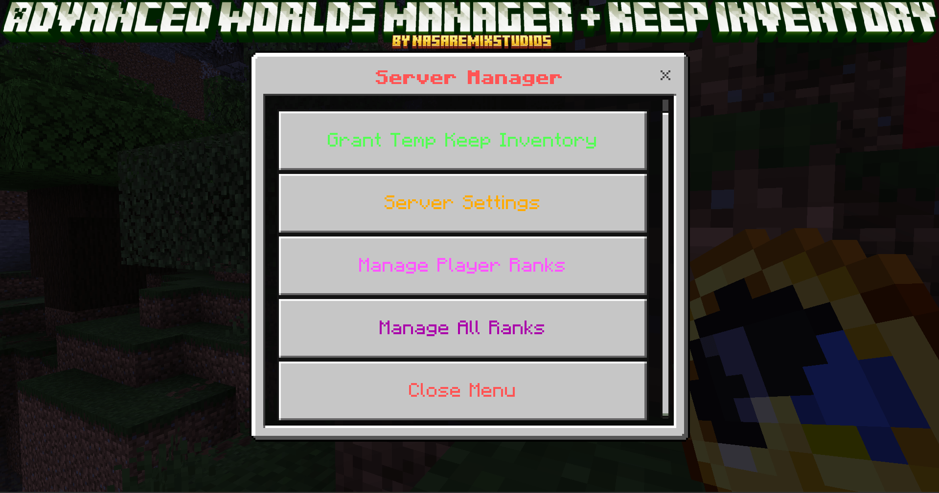 [Realm Compatible]Advanced world manager with keep inventory — screenshot 1