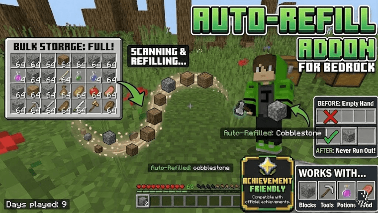 Auto Blocks Refill "building became easy with this addon" — screenshot 1
