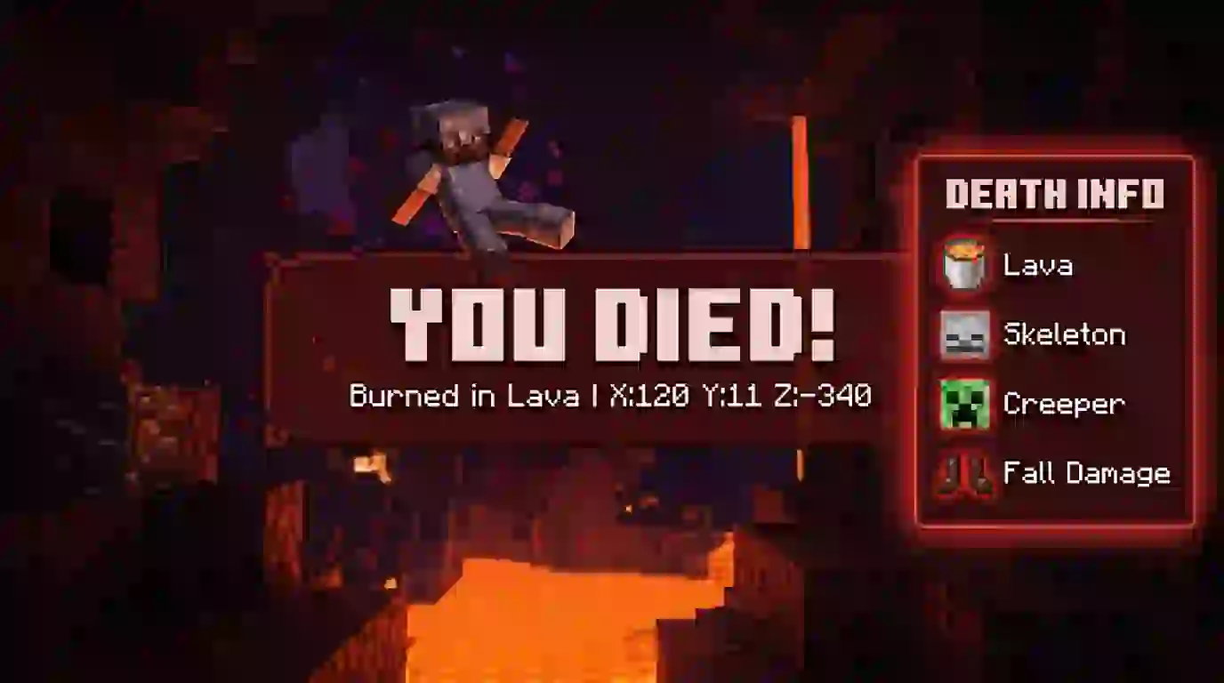 Death Info Addon: Coordinates & Lives System — screenshot 1
