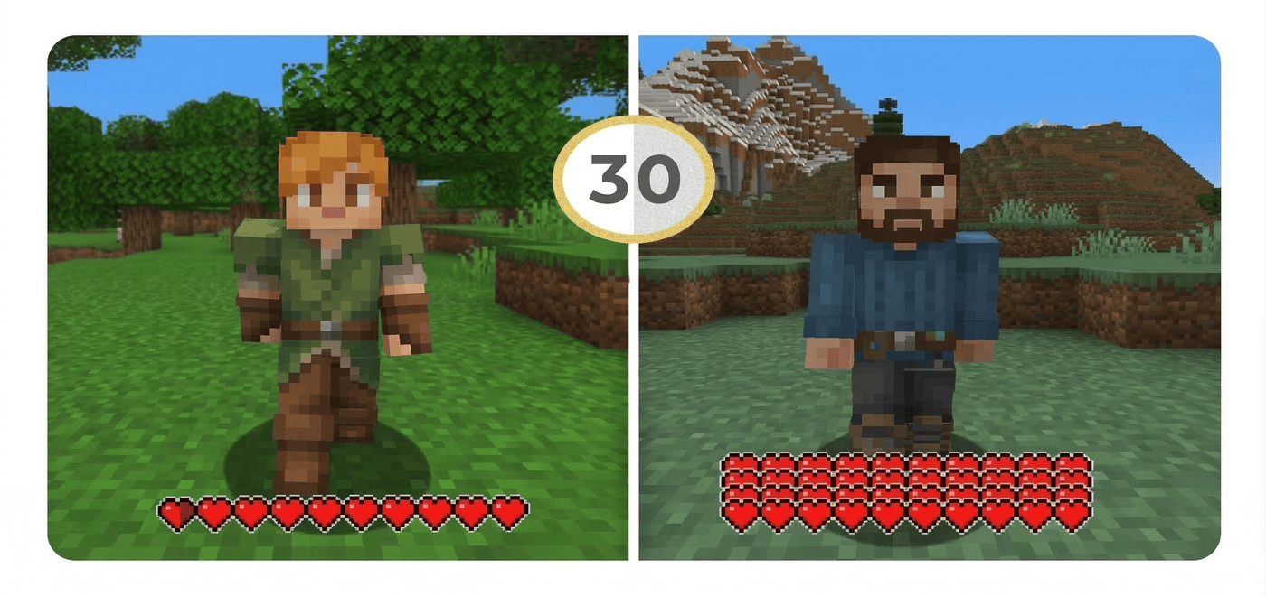 Minecraft but your health is randomize in every 30 seconds — screenshot 1