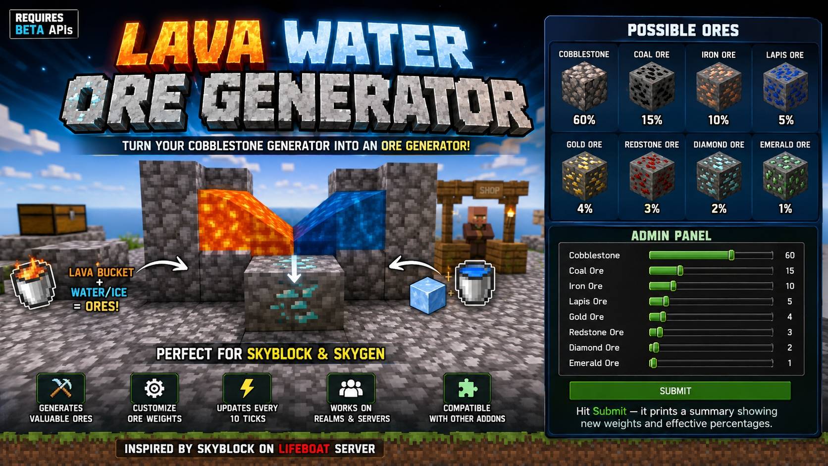 LavaWater ore generator — screenshot 2