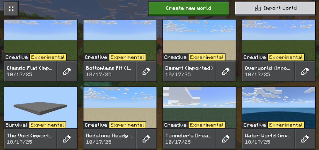 Experiments Enabled World Templates — screenshot 1