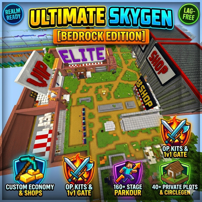 SkyGen Ultimate [Bedrock / MCPE] - Plots, AutoSell, VIP Gens & TP GUI