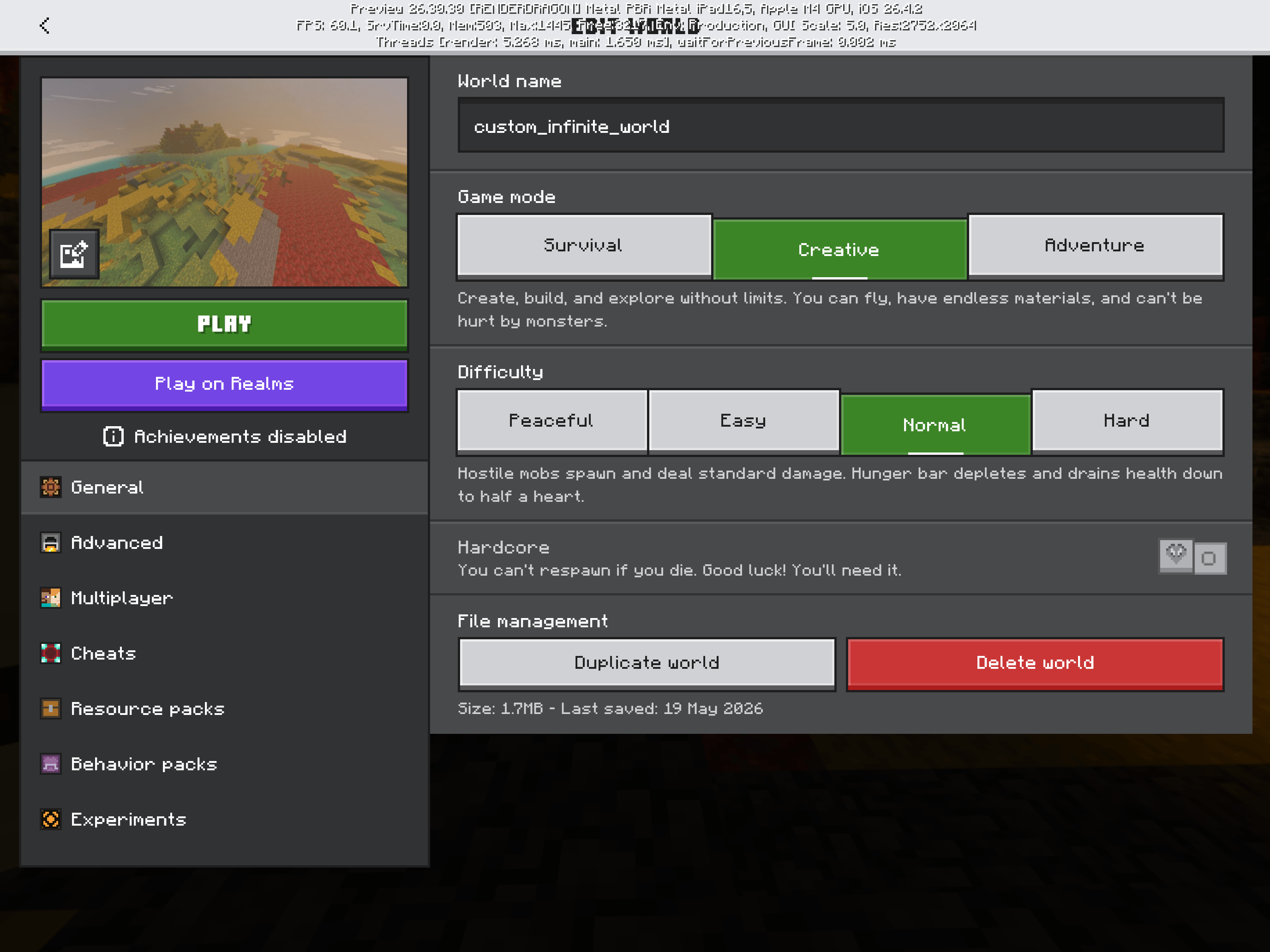 Infinite sulfur cave biome — screenshot 1