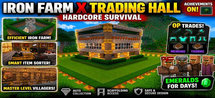 Iron Farm x Trading Hall Hardcore Survival (Achievements ON) — screenshot 1