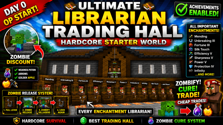 Ultimate Hardcore Survival Starter Trading Hall (Achivements On) — screenshot 1