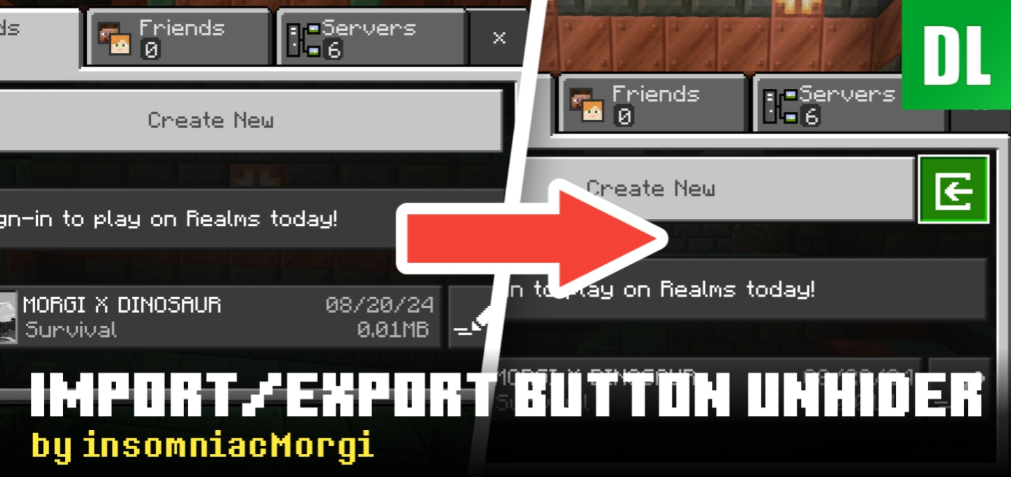 Import/Export Button Unhider v3 for MCPE — screenshot 1