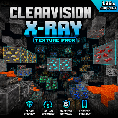 Minecraft X-Ray 1.26.x – No Lag Ore Visibility Pack