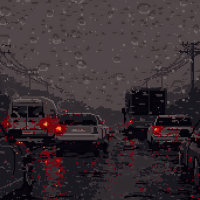 Animated Menu: Rain In The Heavy Traffic Pixel