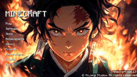 Animated Menu: Tanjiro Kamado With Flames — screenshot 1