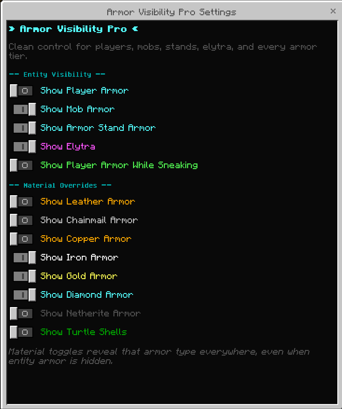 Armor Visibility Pro (Hideable/Invisible) — screenshot 3