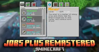 Jobs Plus Remastered Mod (1.21.11, 1.20.1) – Earn XP, Coins And Power-Ups