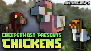 CreeperHost Presents Chickens Mod (1.19.2, 1.18.2) – Chickens Are Less Noisy