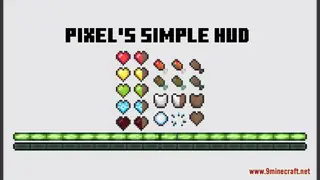 Pixels Simple Hud Resource Pack (1.21.11, 1.21.1) – Changes Hearts, Hunger, and Armor