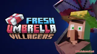 Fresh Umbrella Villagers Resource Pack (1.21.1, 1.20.1) – Cozy Villagers in Rain