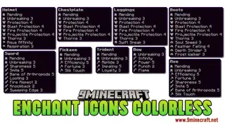 Enchant Icons Colorless Resource Pack (1.21.1, 1.20.1) – Texture Pack