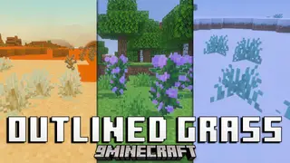 Outlined Grass Texture Pack (26.x, 1.21) – Clean White Outlines For Plants And Planks