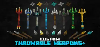 Custom Throwable Weapons+ Addon (1.19) – MCPE/Bedrock Mod