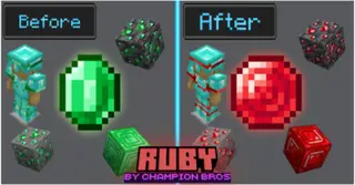 Emerald To Ruby Texture Pack (1.21, 1.20) – MCPE/Bedrock
