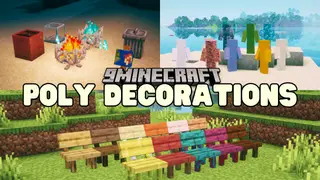 PolyDecorations Mod (26.2, 1.21.1) – Wooden Benches, Shelves, Signposts and Braziers