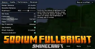 Sodium Fullbright Mod (26.2, 1.21.1) – Boosted Maximum Brightness Configuration
