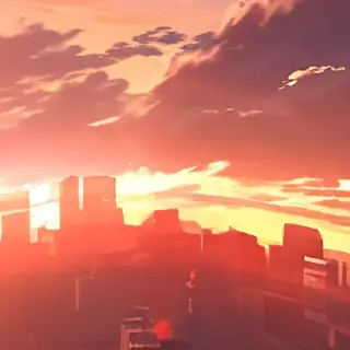 Sky Anime sunset in cyberpunk style