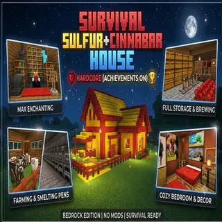 🏡 Cozy Sulfur & Cinnabar Starter Base [Survival | Achievements Enabled]