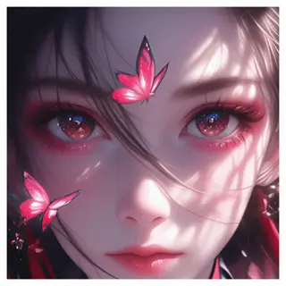 Animated Menu - Fantasy Girl crimson Butterfly