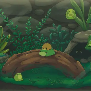 Animated Menu: Cute Frogs Terrarium