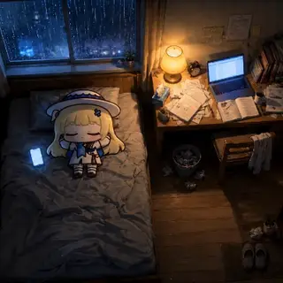 Animated Menu: Phoebe Chibi Cozy Bedroom Wuthering Waves