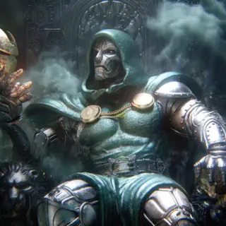 Animated Menu: Dr Doom Waving Iron Man Mask