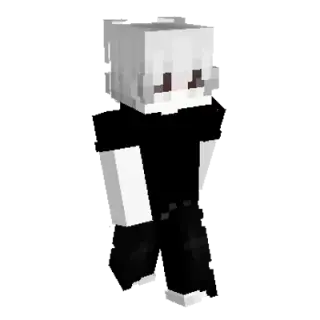 White Hair Black Outfit Skin
